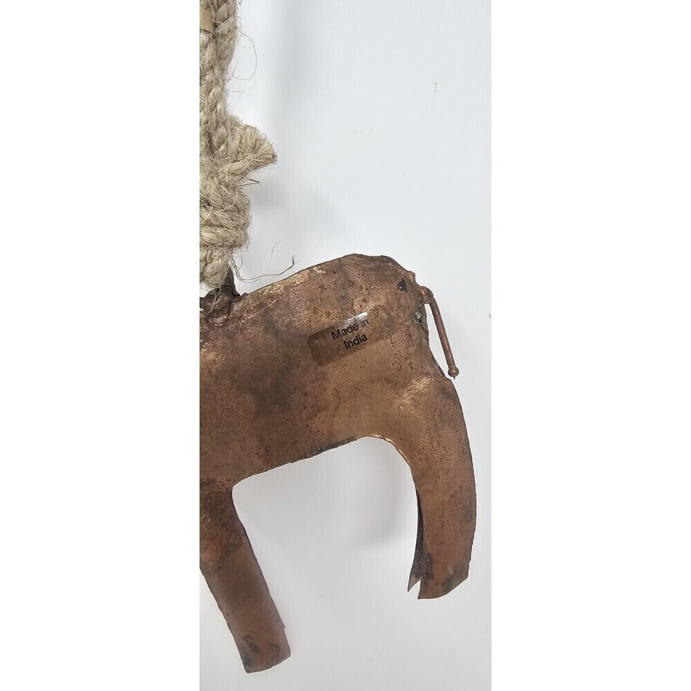 Handmade Rustic Metal Reindeer Bell Ornament Wall Hanging India Welded 5.5" - Picture 2 of 9
